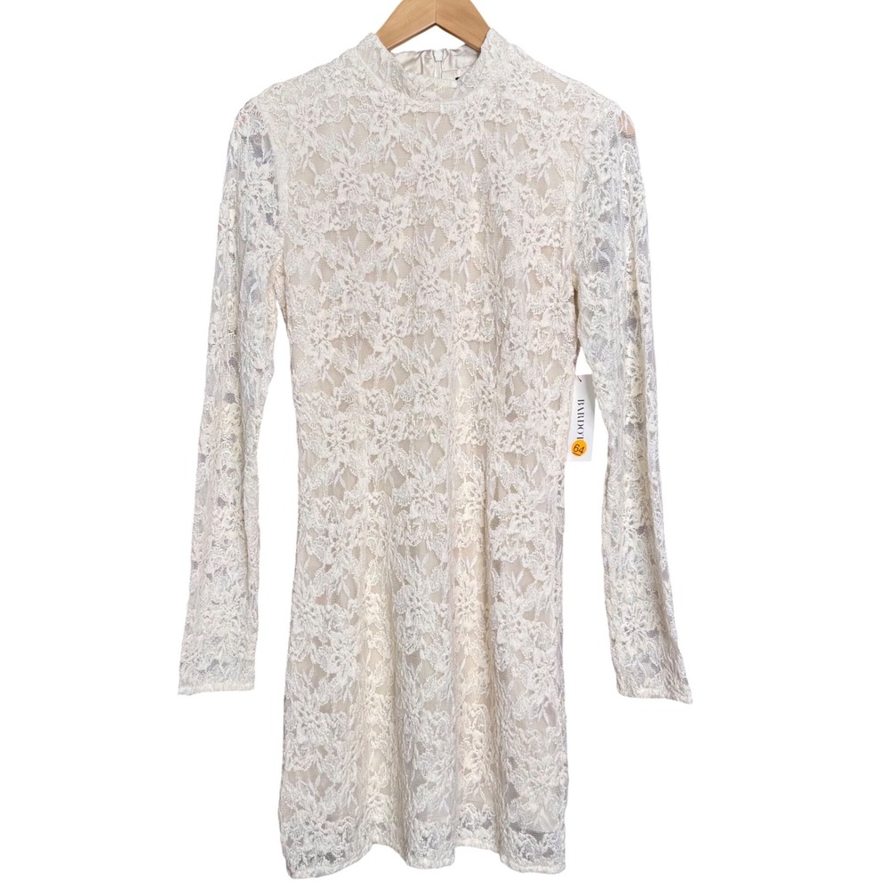 Bardot Vezza Lace Dress Ivory Mini‎ Women Med 6 Stretch Wedding Bridal Romantic